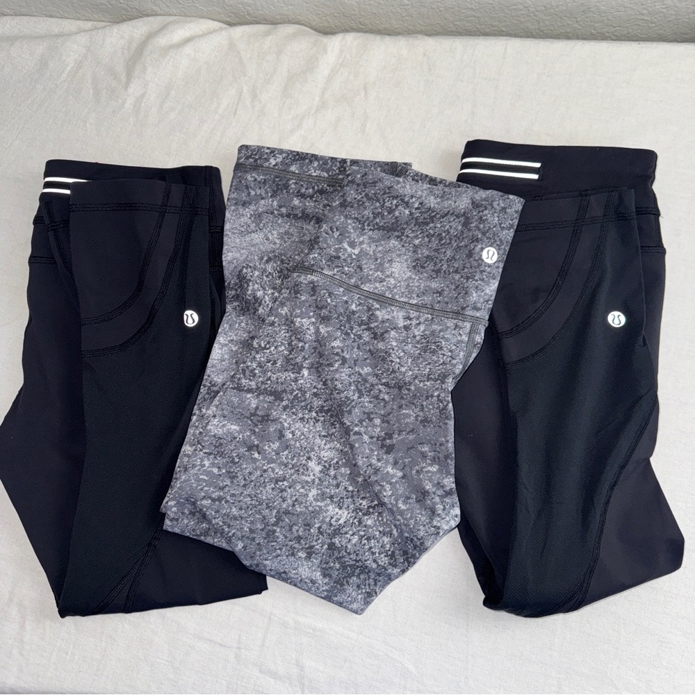 Lululemon Athletica Set of Leggings 3 womens Size 4 stretch running outdoors #cc
